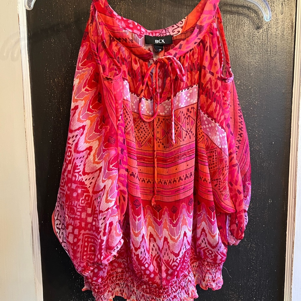 BCX Women's Vibrant Pink and Red Blouse